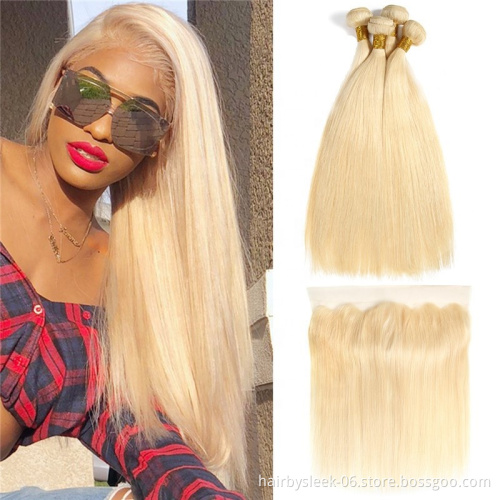 Rebecca fashion 613 Blonde Straight Weave Raw  virgin Remy human hair bundles  human hair bundles Human Hair Extension